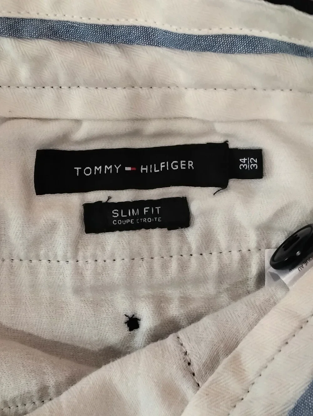 Tommy Hilfiger Slim Fit Chino Pants Mens 34X32 Navy Blue Cotton Mid Rise